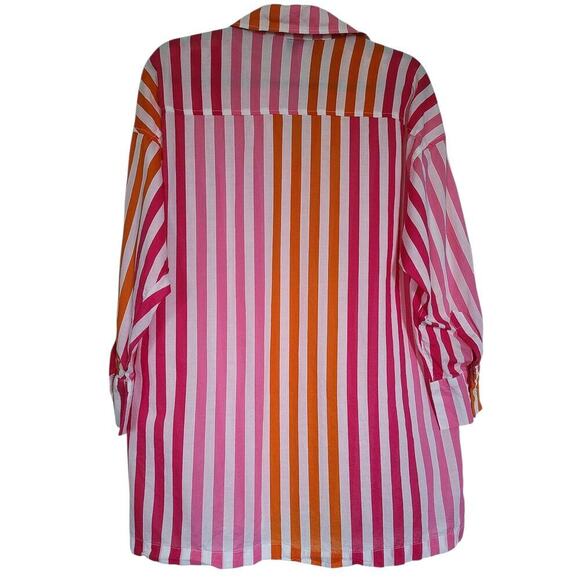 Beach Riot Alexa Top Cover-Up Sunset Stripes Pink Orange Button-Down Size S/M - Picture 5 of 6
